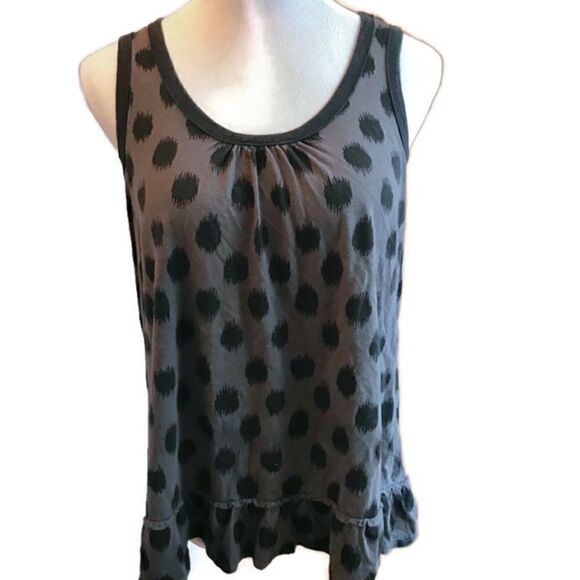 DKNY Oversized Peplum Tank Top Black/Brown Sz M - Picture 1 of 7